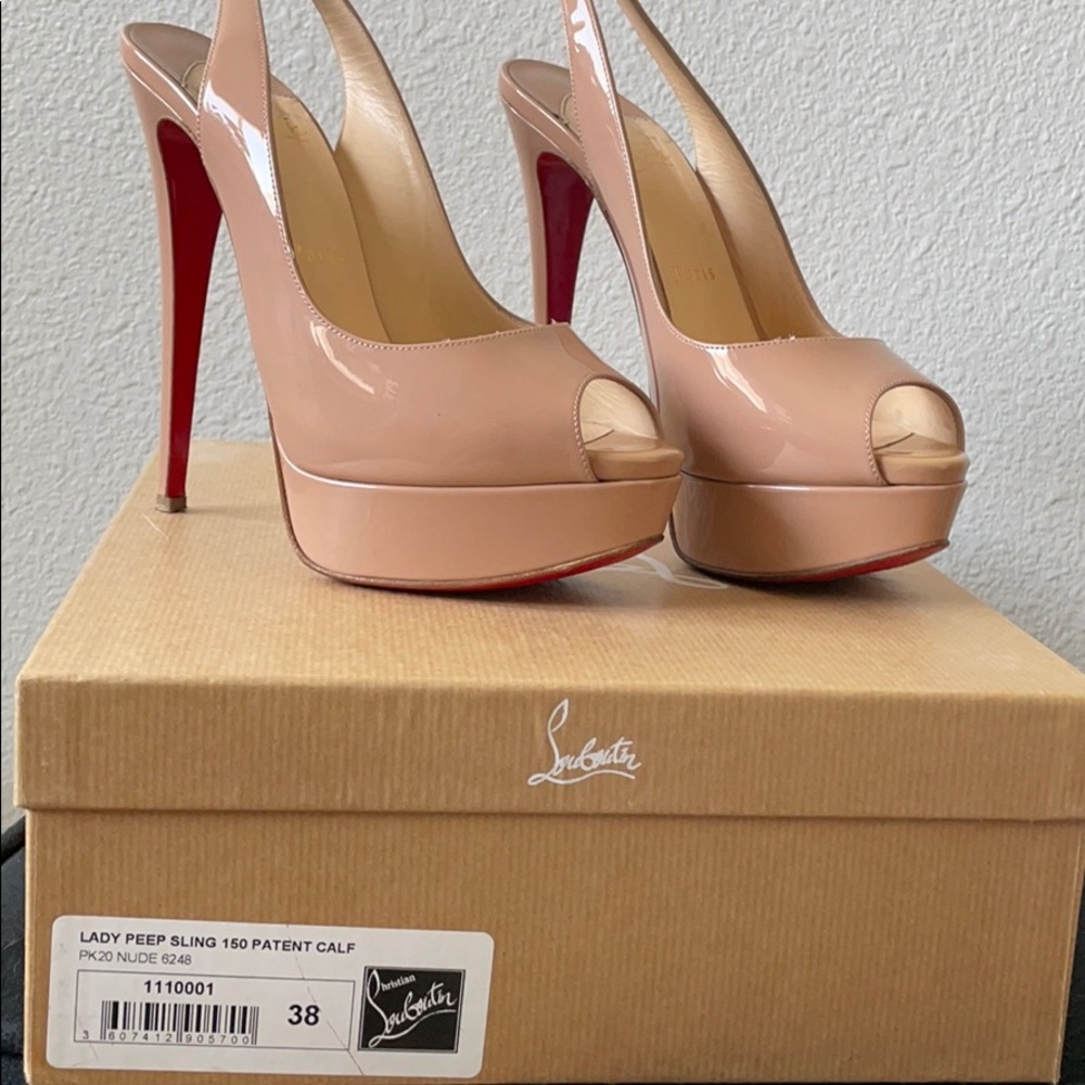 Christian Louboutin Lady Peep Sling Back Patent